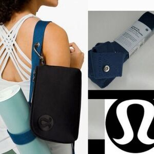NEW LULULEMON blue silver ADJUSTABLE YOGA MAT CARRYING STRAP YOGI NWT